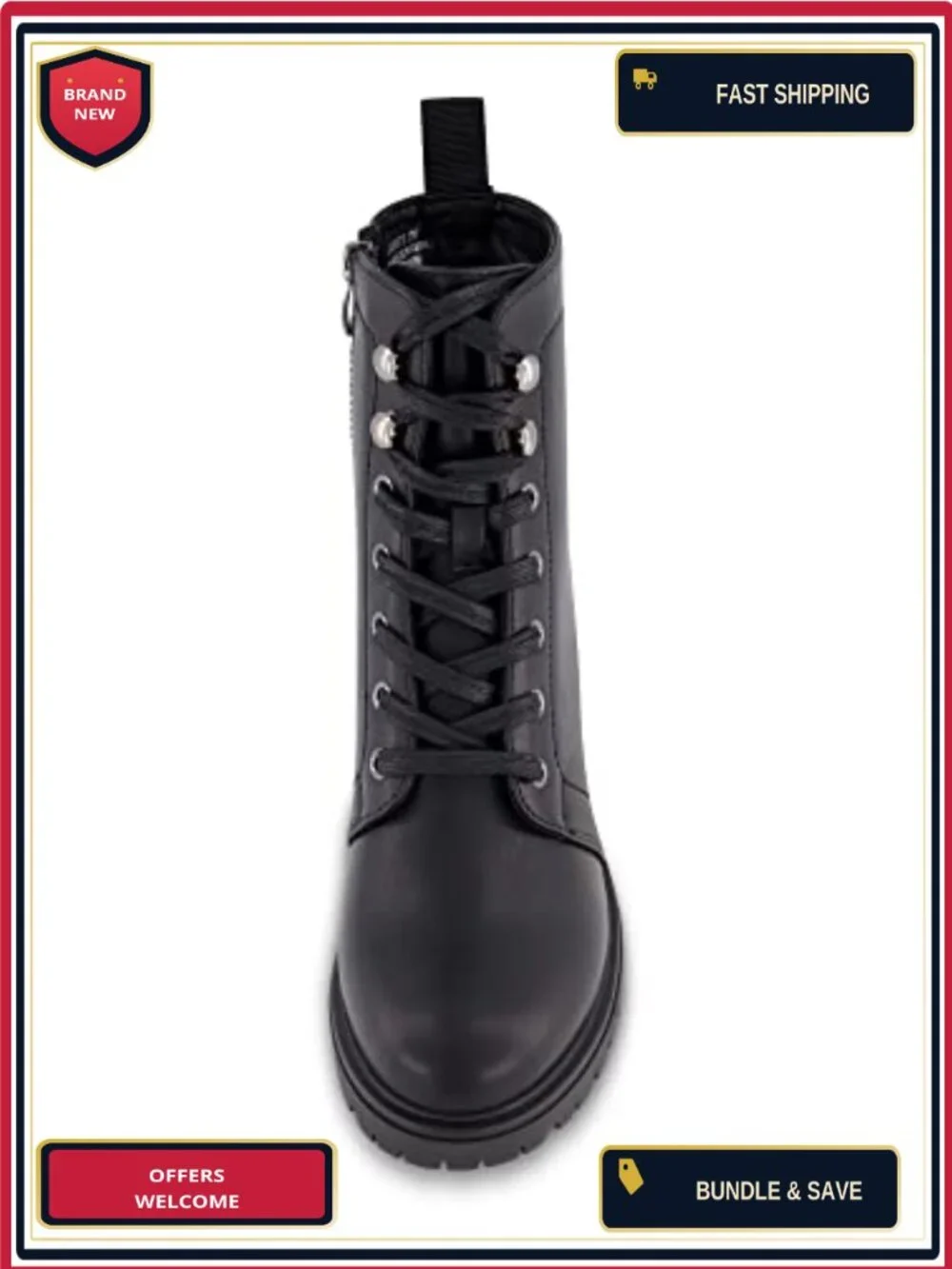 Lace Up Ankle Boots with Memory Foam, Chunky Heel, Lug Sole